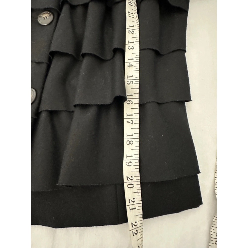 J. Crew Blazer Jacket Black100% Wool Ruffle Tiered Button Up Lined Size 2 Small - Picture 6 of 7